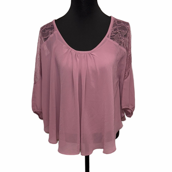 LC Lauren Conrad Tops - LC Lauren Conrad Mauve Blouse. Business casual Office Lace Shoulders